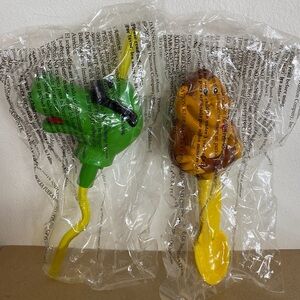 Vintage 2002 Dannon Danimals Talking Spoon & Straw - Monkey & Dragon - Rare